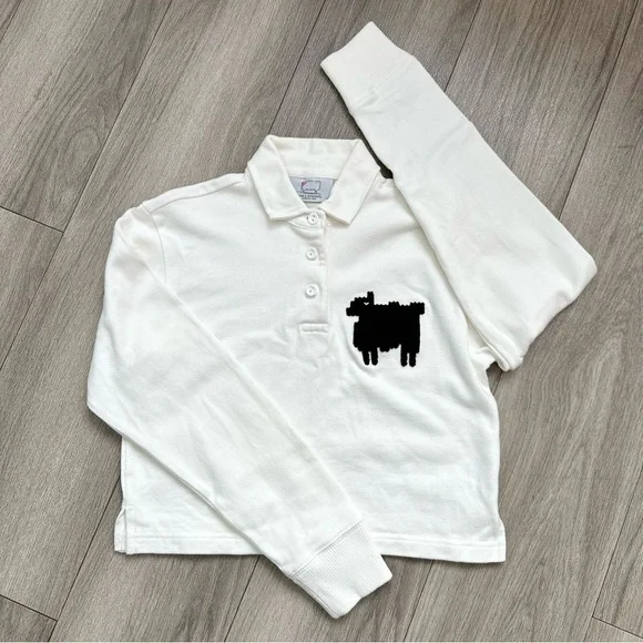 Rowing Blazers x Warm & Wonderful Cropped Sheep Rugby Polo Top - Picture 5 of 11
